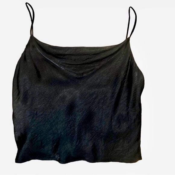 Zara Satin Effect Cropped Camisole Top in Black Women’s M - Picture 1 of 8